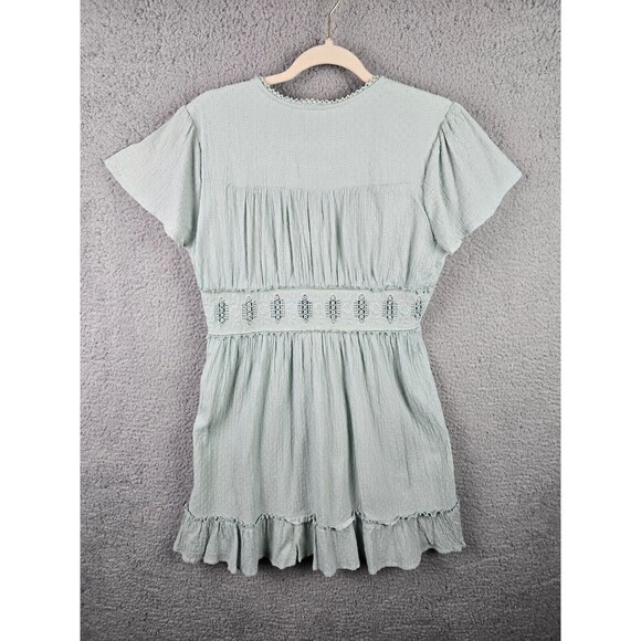 Altar'd State Dress Womens L Green Cottagecore A-Line Ruffles Peek A Boo Trim - Picture 16 of 16